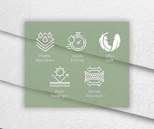 Miniatura 2 de Juego de 6 toallas de baño blancas 100% algodón, toallas de baño para baño, 22 x 44 pulgadas, ultra suaves, toallas de spa, hilado en anillo de la