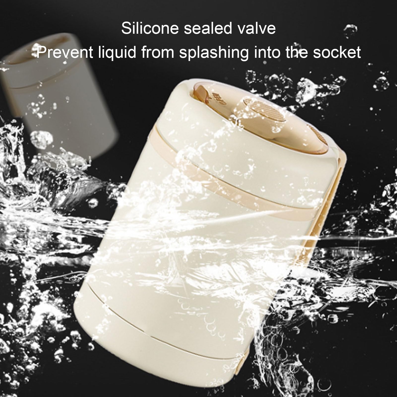 Yinhing Fiambrera eléctrica USB portátil de acero inoxidable 304, temperatura constante, a prueba de fugas, 600 ml, con cuchara, para oficina, viajes (beige)