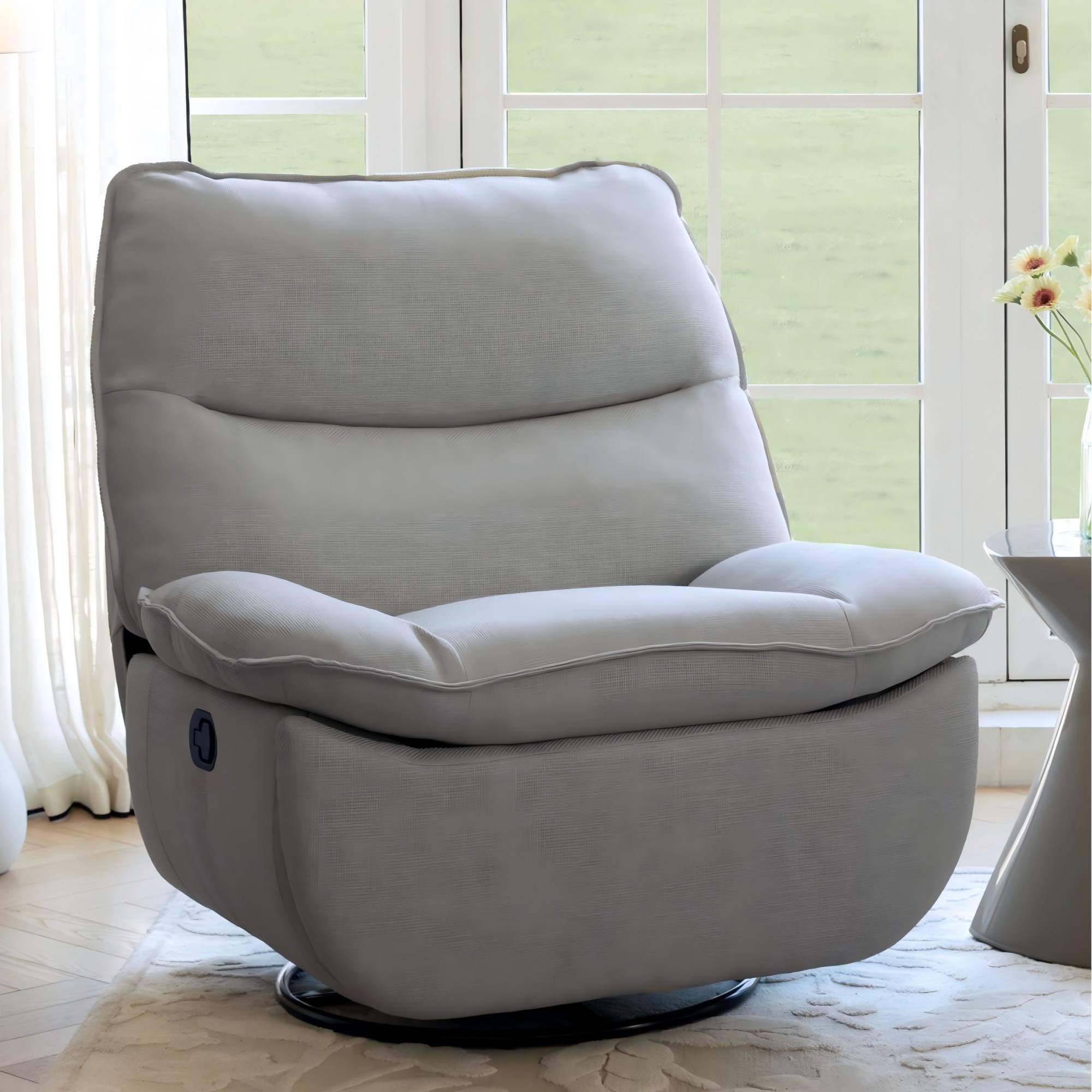 FLEXISPOT XRC7 Swivel Rocker Recliner Chair, 360° Swivel Oversized Armless Recliner with Oeko-TEX Certified Three-Proof Fabric, Award-Winning Design, Gaming Chair for Living Room Gaming Room, Gray
