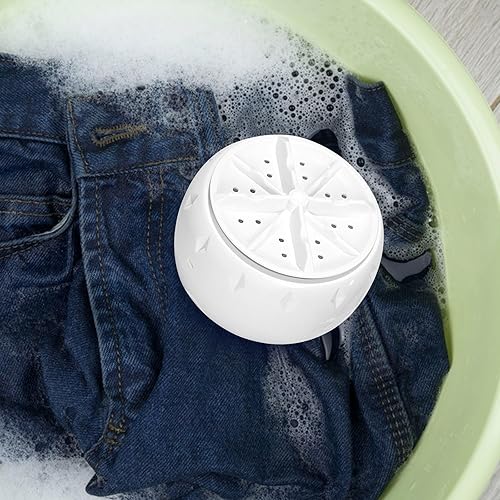 Miniatura 5 de Lavadora de mini turbina portátil para uso en fregadero con energía ultrasónica USB, lavadora compacta de mano para caravana, camping, viajes y