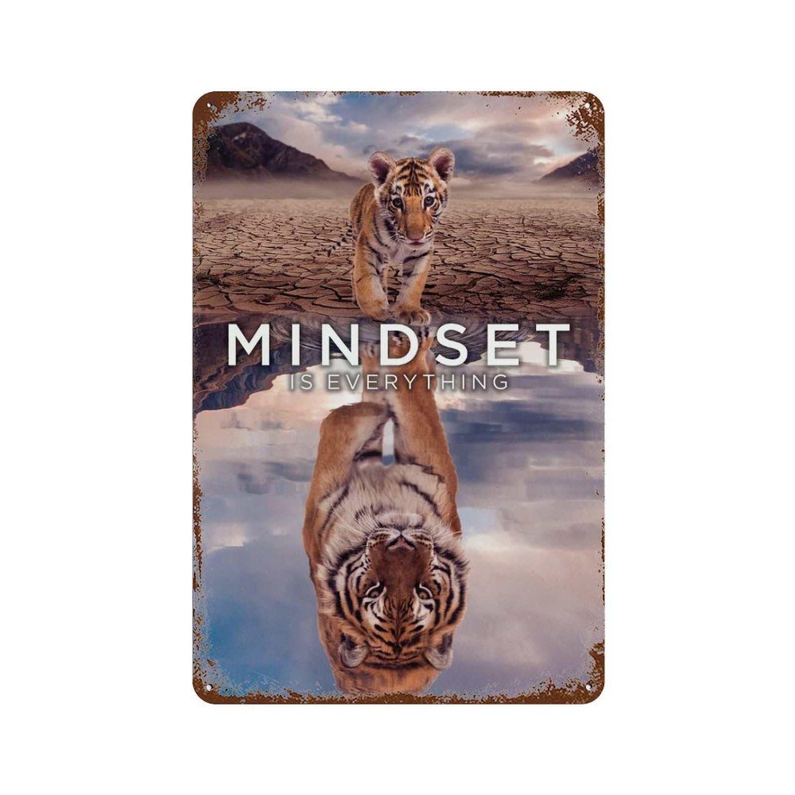 Mindset Is Everything 11.8"x7.9" Retro Metal Sign, Vintage Wall Decor for Office, Studio And Wall Decor