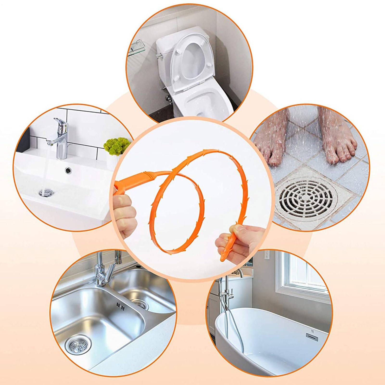 6 Piezas Desatascador Tuberias, Desatascador De Desagües En Espiral, Desbloqueador Fregadero Flexible, Cepillo De Limpieza para Desagüe, para Cocina, Inodoro Y Desagüe Baño