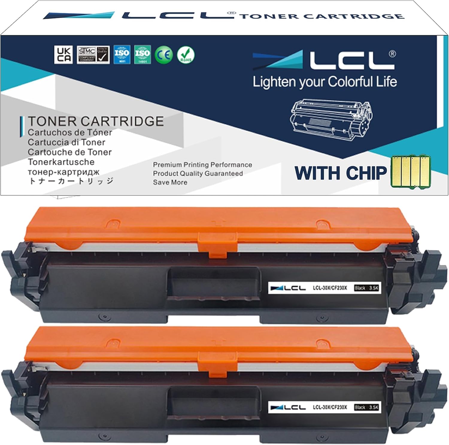 LCL 30X CF230X Black High Yield Toner Cartridge Replacement for HP 30X 30A CF230X CF230A for HP Laserjet Pro M203d M203dn 203dw M230fdw M230sdn MFP M227d MFP M227fdn MFP M227fdw MFP 227sdn (2PK)