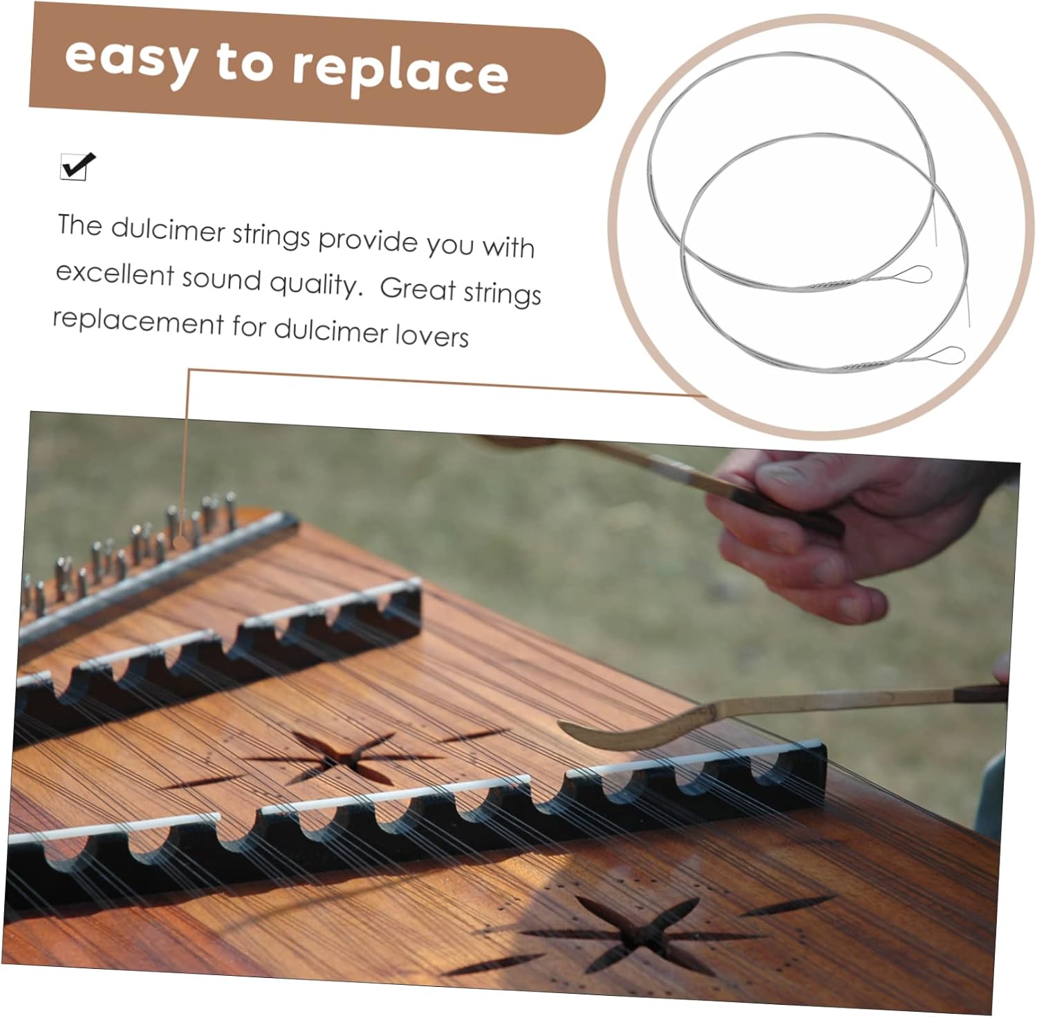 6pcs Steel Dulcimer Strings Replacement for Instruments Standard Tension for Enhanced Sound Quality Accessory for Musicians and Learners