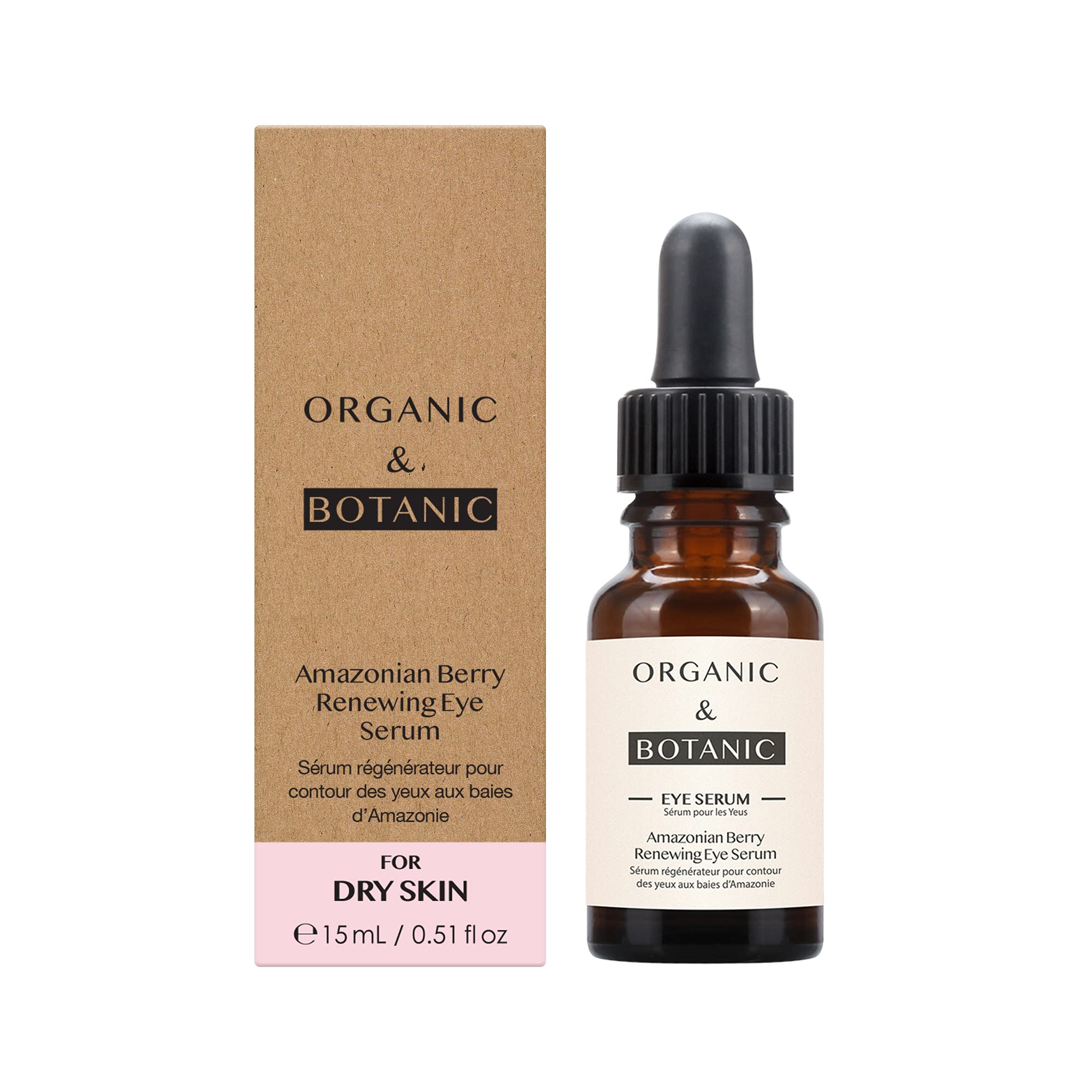Organic & Botanic Amazonian Berry Eye Serum | Depuffing, Hydrating, & Brightening with Aloe Vera & Vitamin E for Refreshed, Youthful Eyes
