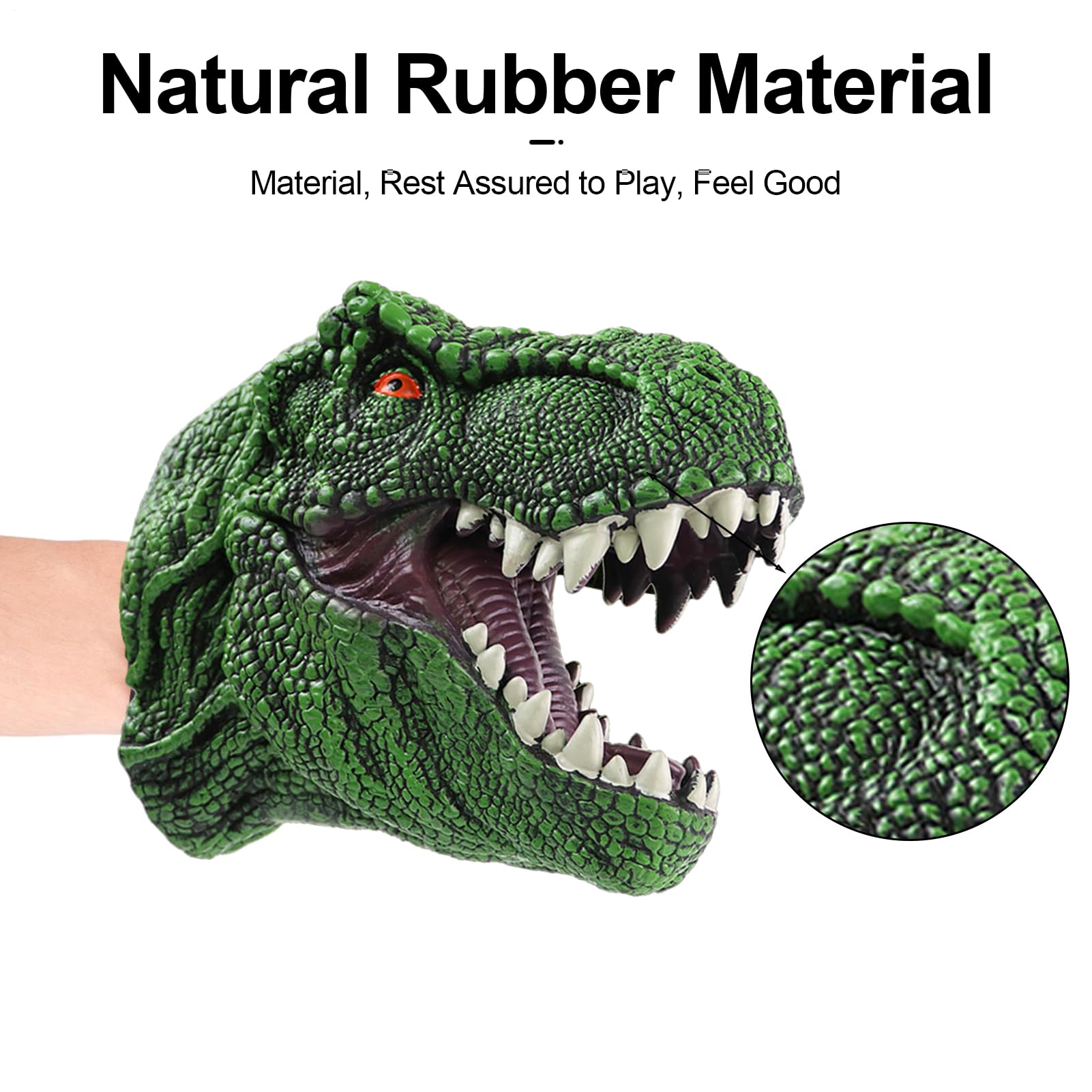 Dinosaur Puppet, Realistic Dinosaur Head Hand Puppets Toy, Flexible Rubber Hand Puppet - Image 4