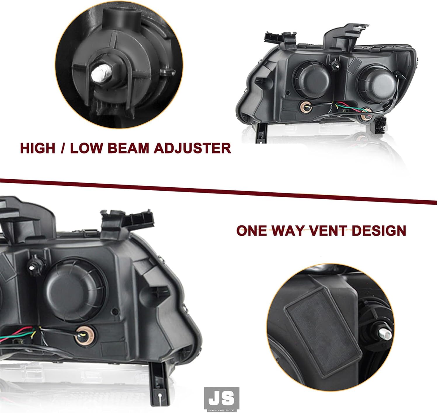 JSBOYAT Halogen Headlight Assembly Fit for 2015-2022 Chevy Colorado 4-Door Extra Cab | Crew Cab Models Driver and Passenger Side, Black& Amber
