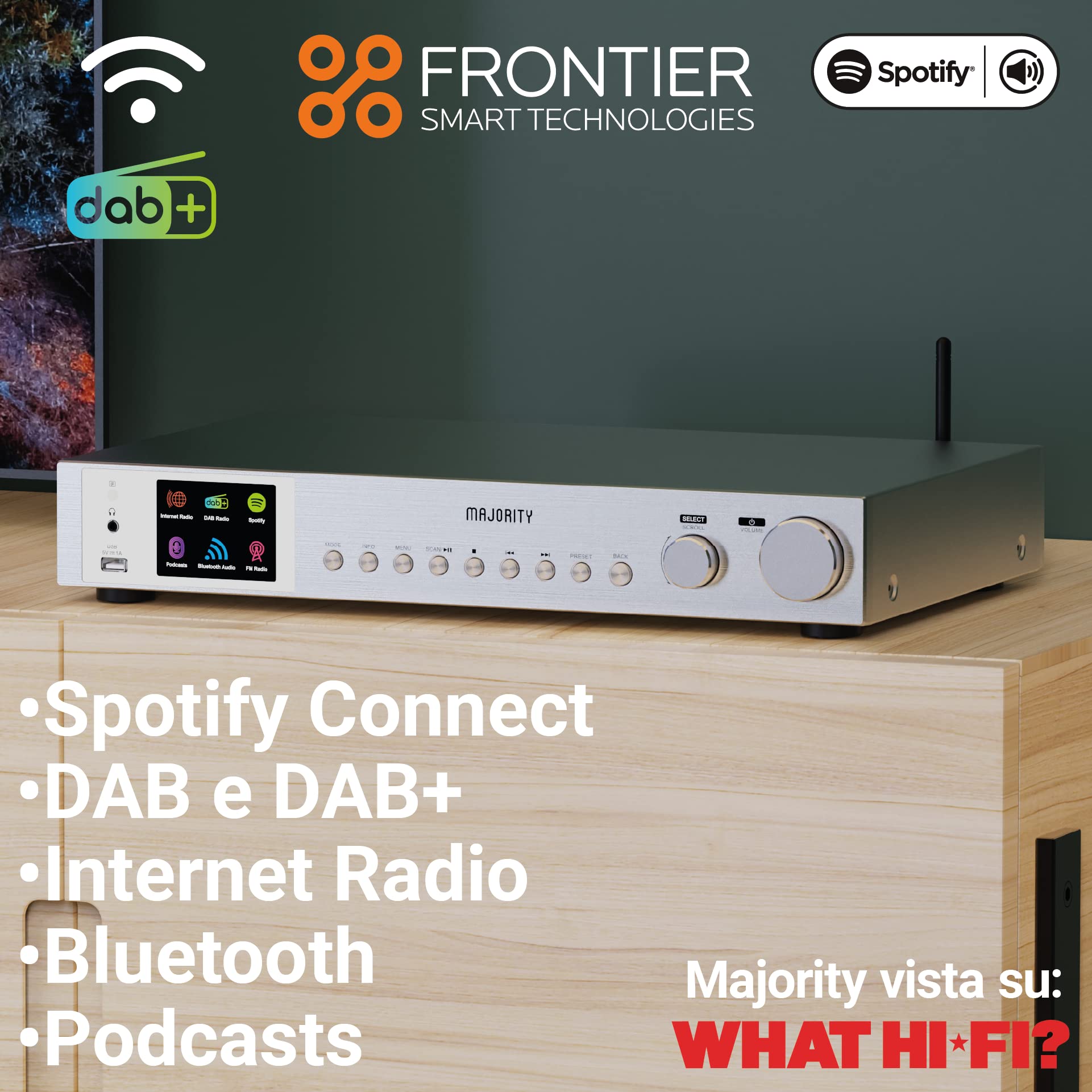 Majority Fitzwilliam Internet Radio DAB+ WLAN Bluetooth HiFi Radio Digitale Cucina