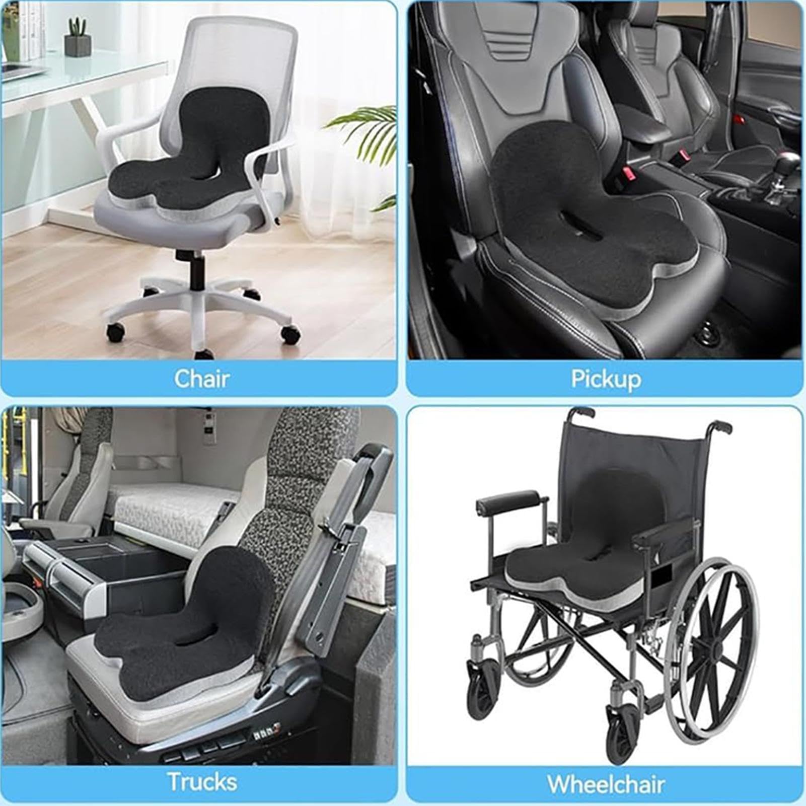 Cuscini per sedie in memory foam con cuscino integrato | Protezione lombare per coccige, per anziani, donne, uomini, adulti, viaggi, camion, dormitorio