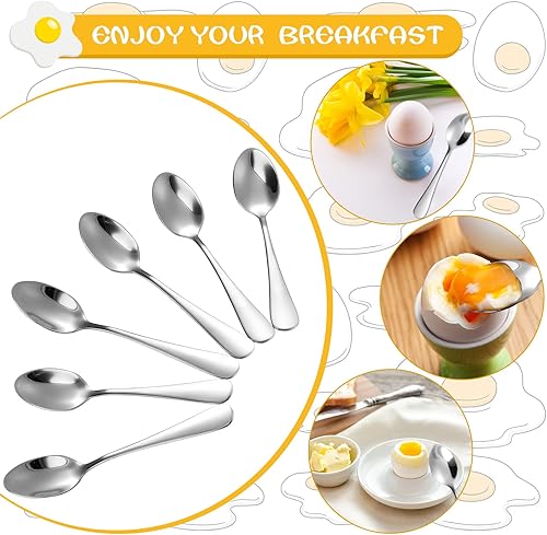 Miniatura 3 de Honeydak Cuchara Demitasse de 6 piezas de cucharas de café expreso de acero inoxidable pequeño cuchara de postre cucharón de huevo de 5 pulgadas de