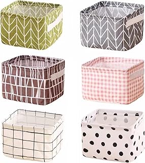 Foldable Storage Basket - Set of 6 Small Collapsible Canvas Containers O...