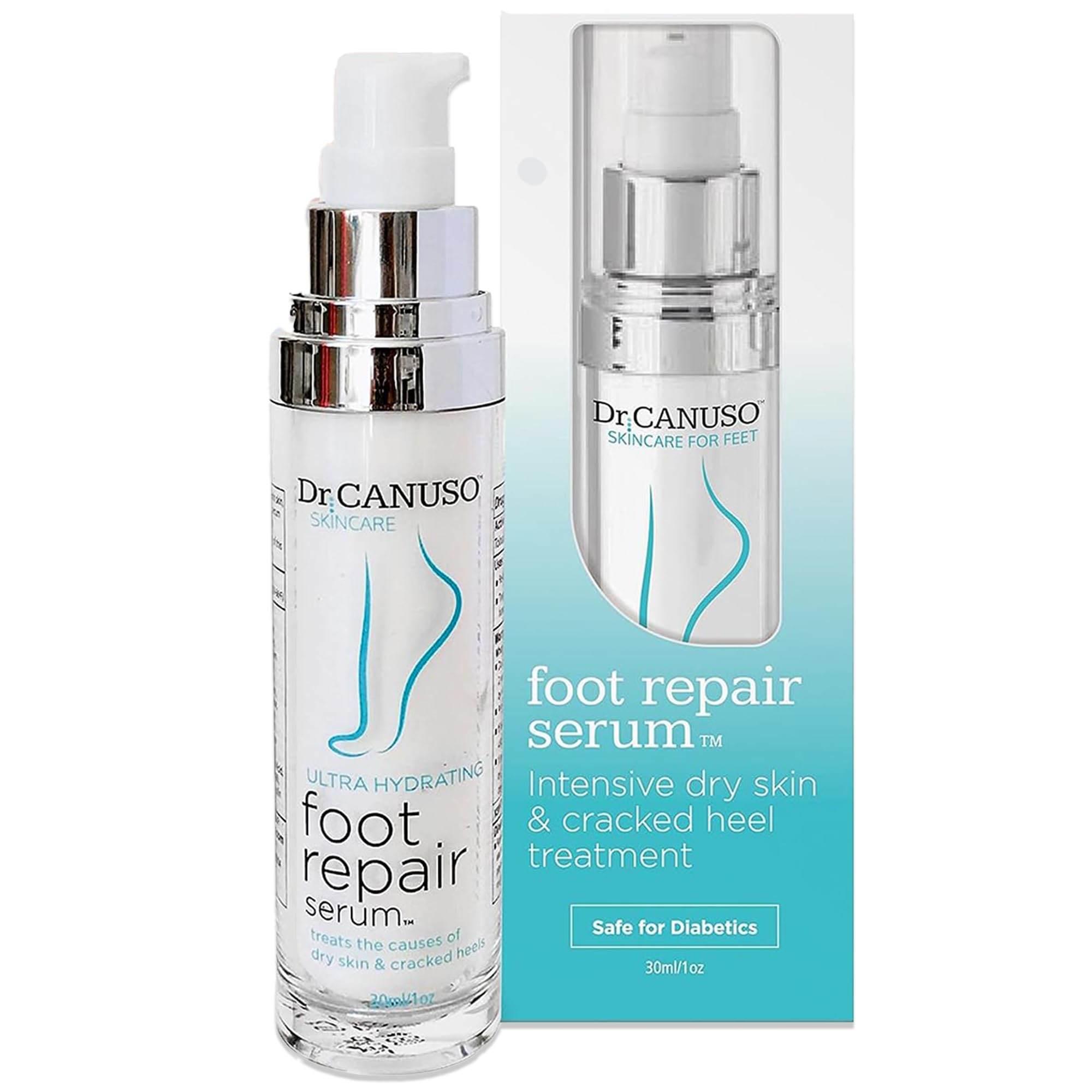 Dr. Canuso Foot Repair Serum, Medical Strength Cracked Heel Treatment, Lotion for Fast Acting Relief for Cracked Feet & Dry Skin, Patent Pending Formula, Made in USA