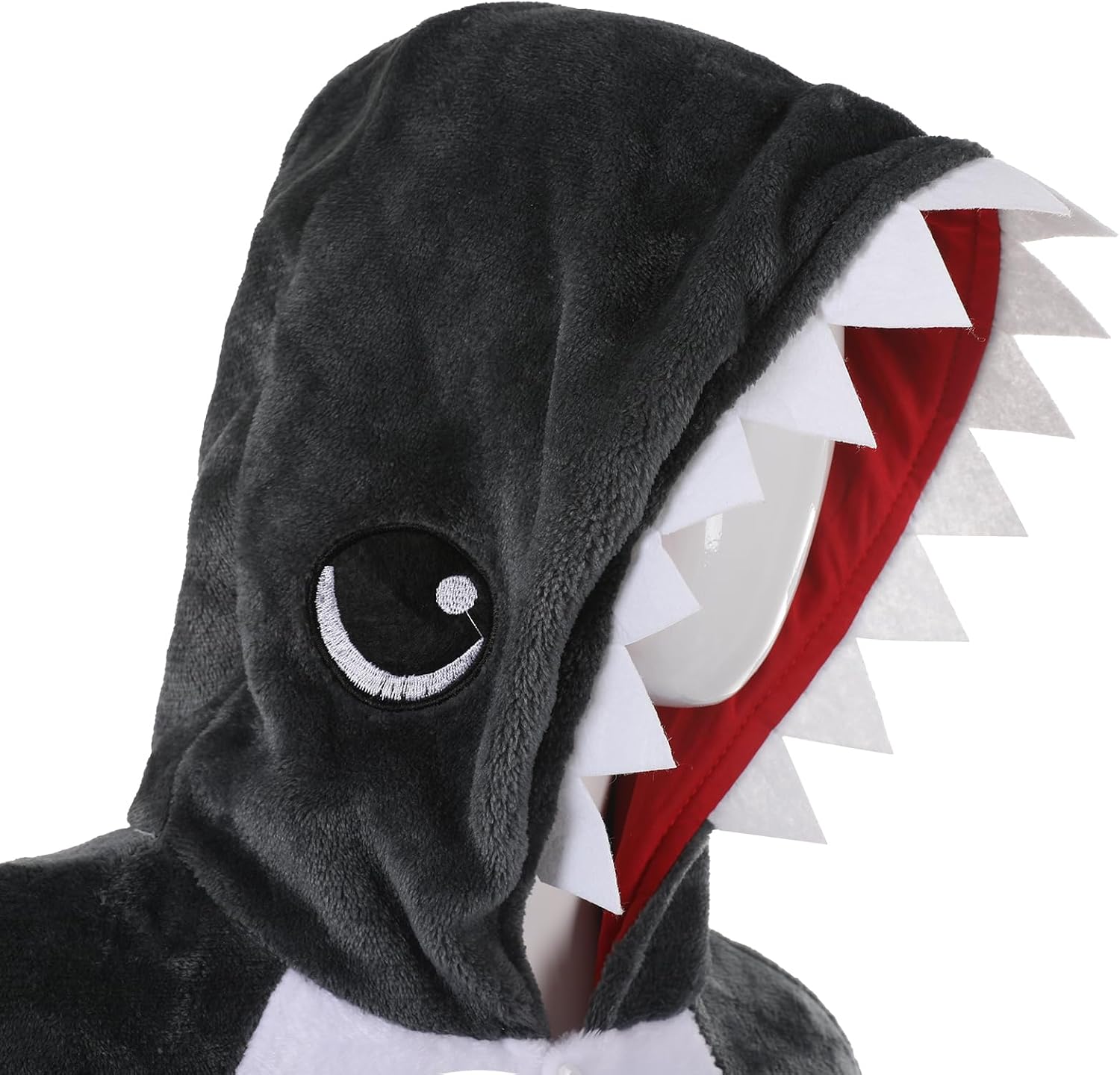 Shark Onesie Adult Funny Animal Pajamas Flannel Hoodie One-Piece Costume Christmas Halloween Cosplay Sleepwear for Women Men (US, Alpha, Medium, Regular, Black Shark)