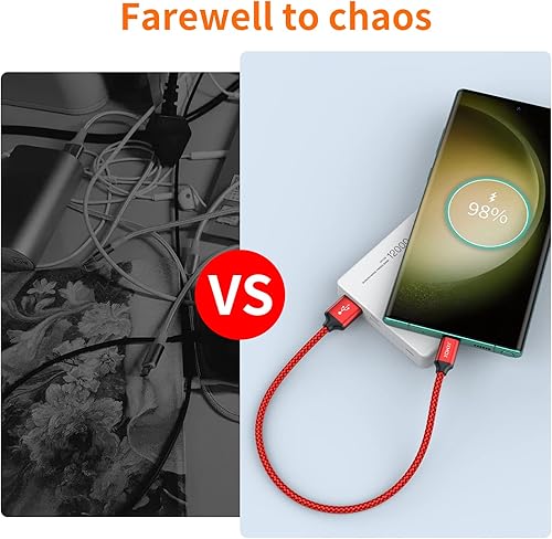 Miniatura 8 de JXMOX Cable USB C, USB A a tipo C 3A de carga rápida (paquete de 2 unidades de 10 pies), cable de carga larga compatible con Samsung Galaxy S10 S9