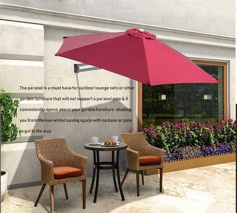 Umbrellas Wall Mount Round Outdoor Patio Umbrella with Aluminium Pole for Balcony Deck Garden or Terrace Shade, 7ft / 220cm (Color : Off-White) (Winred)