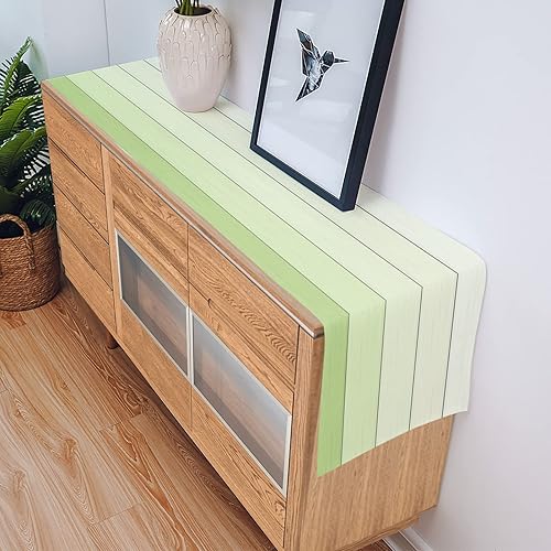 Miniatura 23 de Camino de mesa de algodón y lino estilo granja rústico retro, textura de madera de granero, color degradado marrón y gris, antideslizante,