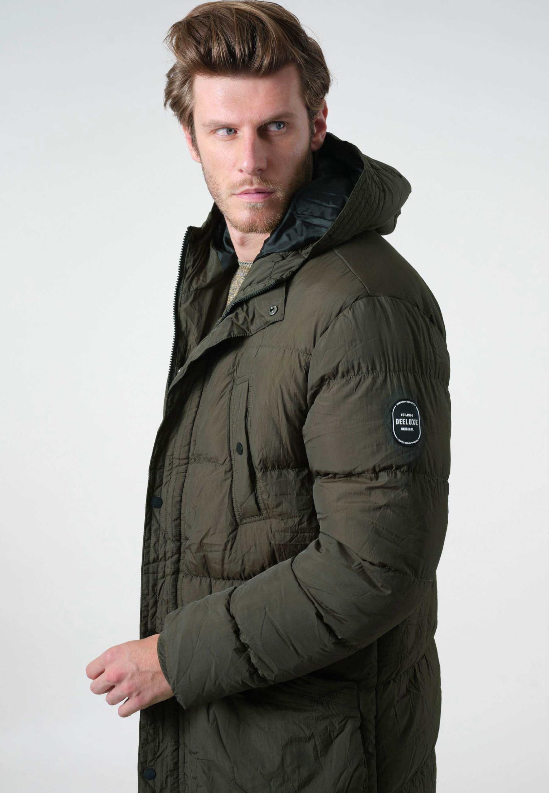 Deeluxe STARLING Dark Khaki M - Giacca da uomo con cappuccio da uomo con cappuccio, Khaki scuro, M