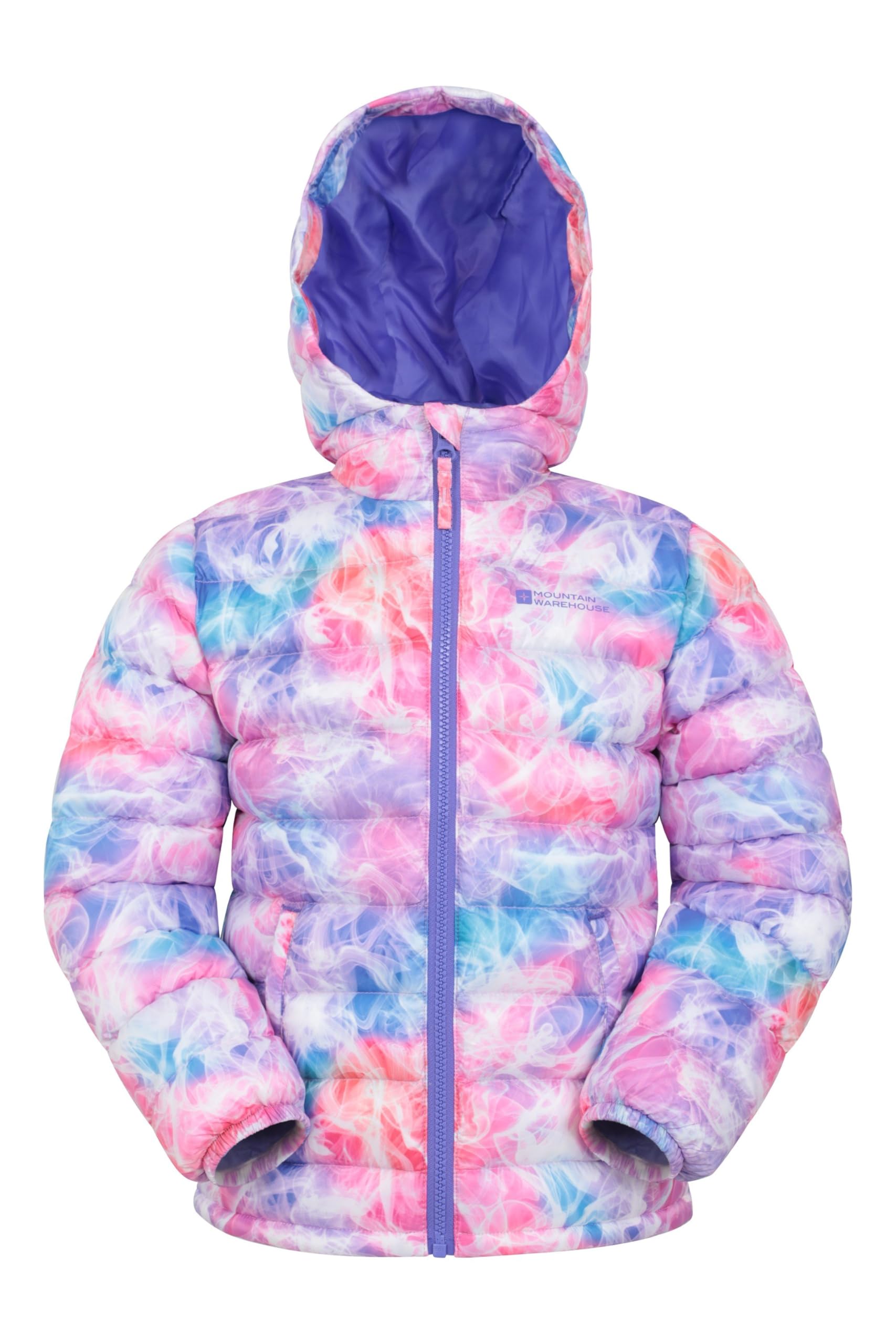 Mountain Warehouse Printed Seasons Boys Padded Jacket - Water-Resistant Puffer Coat, Lightweight Microfiber Filling with Elasticised Cuffs & Two Front Pockets Pink Teen Size 13 Years