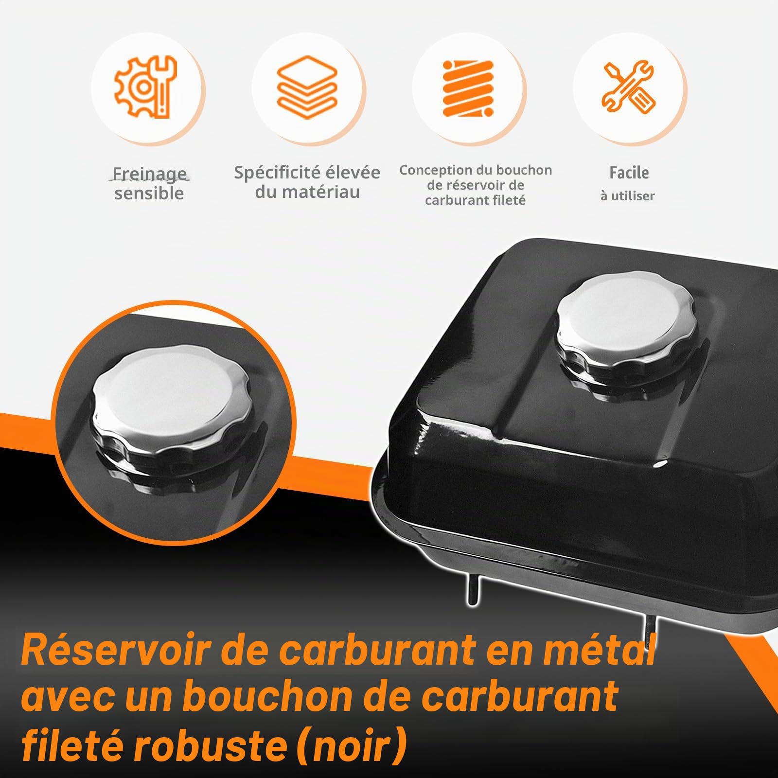 Réservoir de carburant pour moteur Honda GX160 5,5HP GX200 6,5HP GX140 avec bouchon de réservoir et filtre à essence Remplace 17510-ZE1-020ZA Noir
