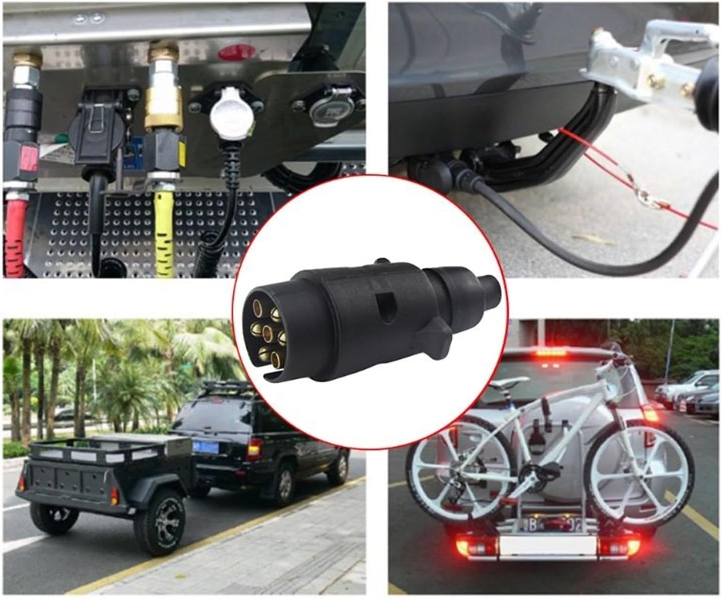 Trailer Hitches, 7 Way 7 Pin Round Plastic 12V RV Trailer Connector Standard Car Socket Vehicle Power Supplies