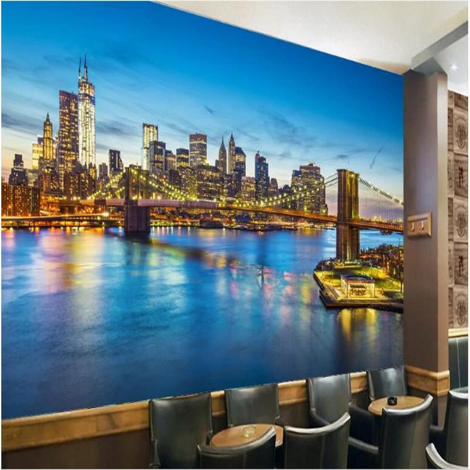 Papier peint photo paysage de pont 3D panoramique amovible pour decoration murale salon - 840561514020