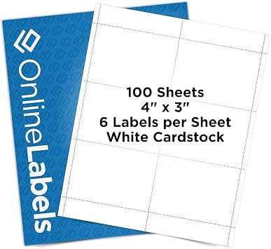Name Badge Inserts - 4 x 3 - Cardstock - Pack of 600, 100 Sheets - Inkjet/Laser Printer - Online Labels