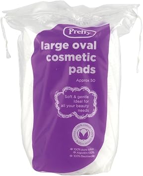 Pretty 50 Large Oval Cotton Cosmetic Pads/Discs - Lint Free, Non Fleecing