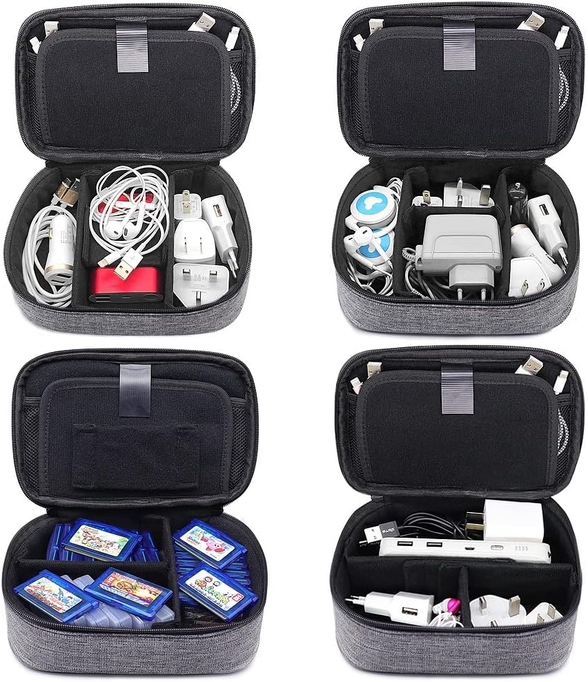 USB Flash Drive Case Black + sisma Travel Cords Organizer Universal Small Electronic Accessories Carrying Bag Grey