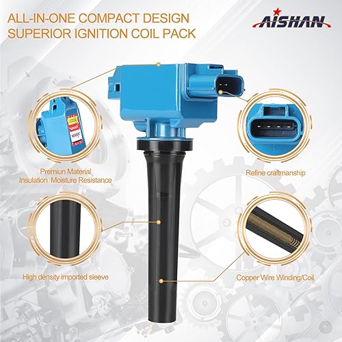 Miniatura 2 de AISHAN Juego de 4 bobinas de encendido compatibles con Mazda 3, Mazda 6, MX-5 Miata L4, CX-3, CX-5, CX-9  Reemplazar # UF656, UF805