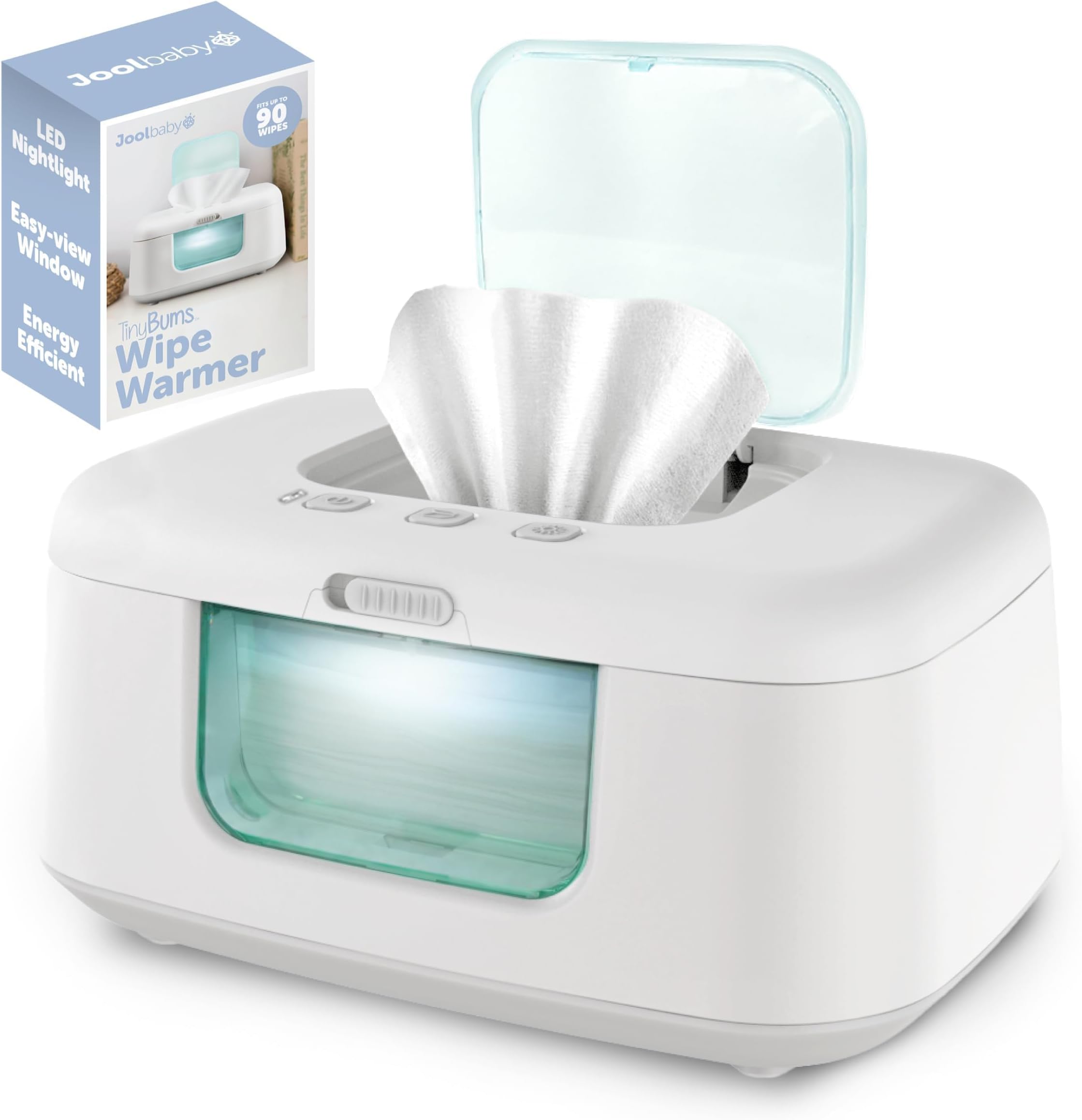 Jool Baby Products TinyBums Wipe Warmer & Dispenser with LED Changing Light & On/Off Switch - (Aqua)