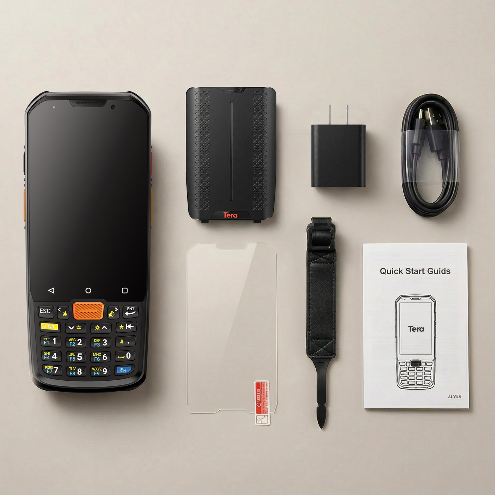 Tera Barcode Scanner PDA Android: P300, Honeywell HS7, IP66, 4G LTE | Android 13, MTK octa-core 2.0GHz, 4GB+64GB, display 4", batteria 5100mAh, NFC, 26 tasti, anticaduta 1,8m