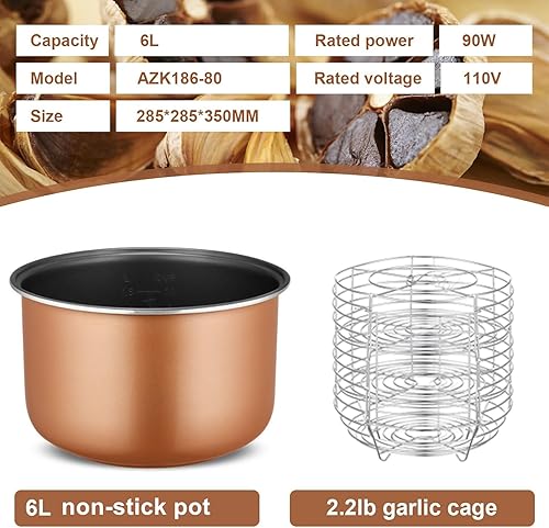 Miniatura 2 de Fermentador de ajo negro Caja de fermento inteligente automática 6L Fermentación rápida de 7 días Ajo negro Arroz dulce Fabricante de vino Natto