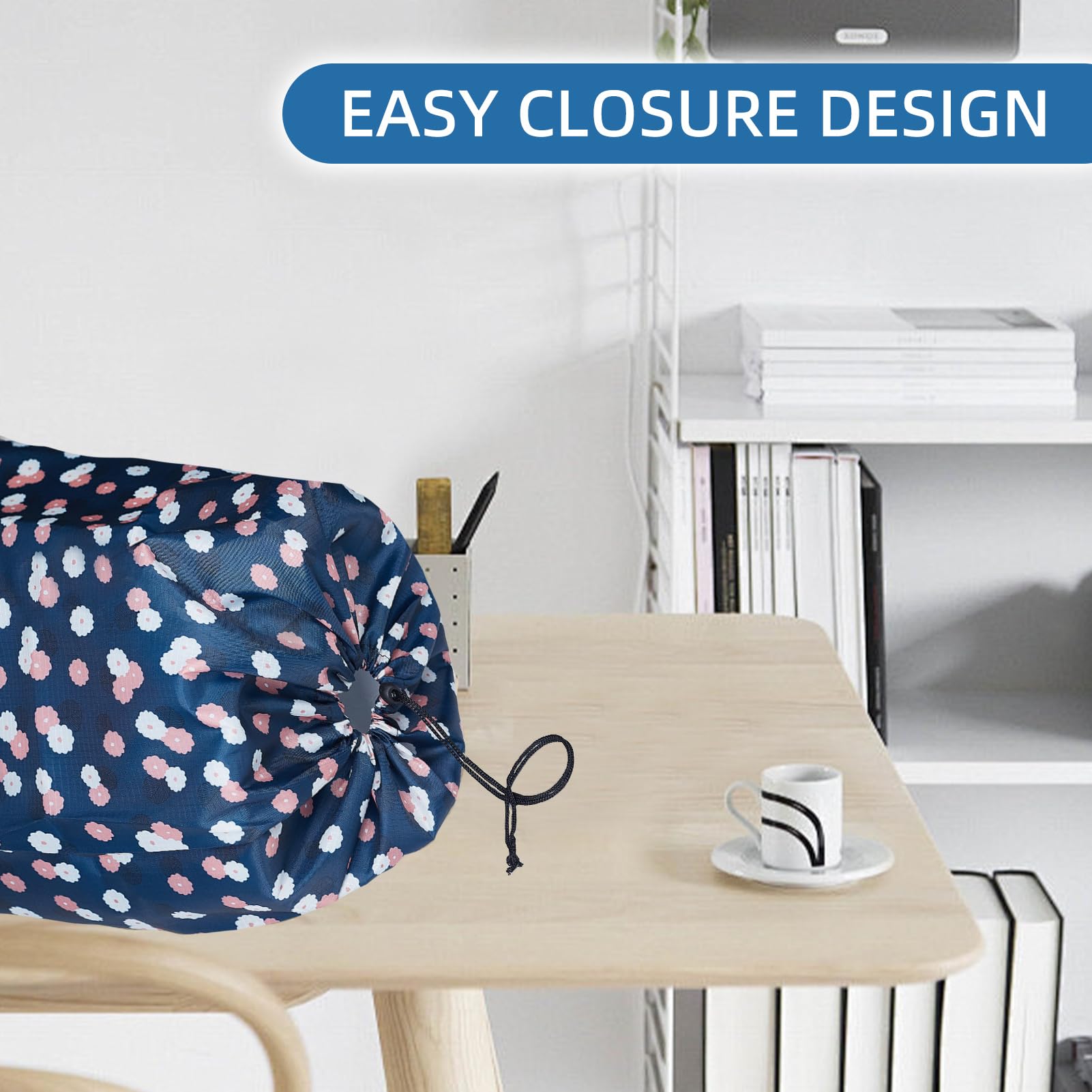 2sac de Rangement Géant en Tissu Oxford à Fleurs de 20 x 92cm Pochette de Rangement Anti Poussière pour Tapis avec Cordon de Serrage Sac de Déménagement pour Tapis Roulés pour L'Emballage