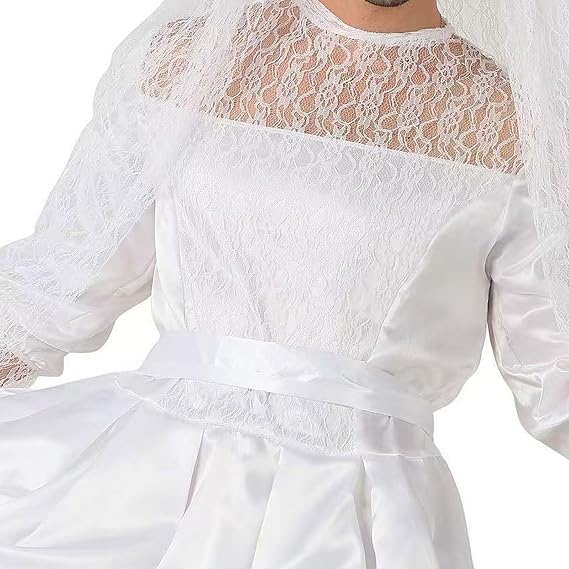 Men Costume Graveyard Bridal Cosplay Deluxe Lace Men'S Wedding Dress Fancy DressWhite for Halloween