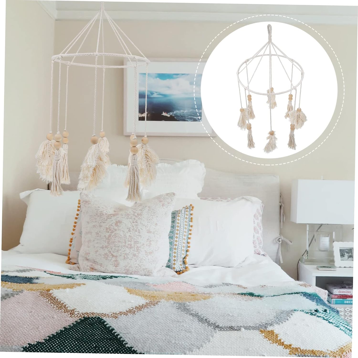 Garneck Elegant Leaf Hangings Home Decor Decorative Tassel Wall Pendant for Bedroom Wall Backdrop Ornament