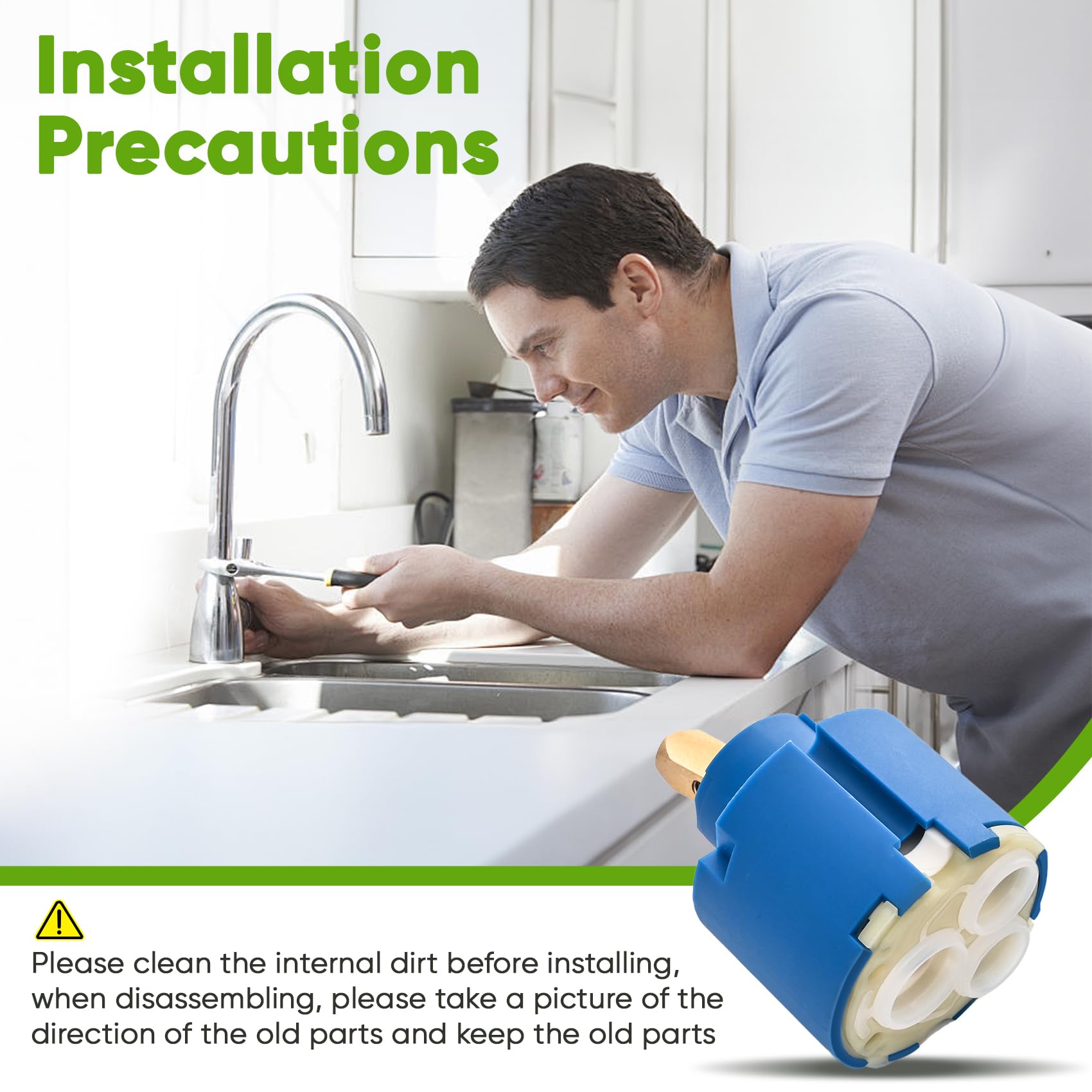 46048000 Cartuccia Ceramica Compatibile con Grohe Valvola Miscelatore Monocomando 46 mm, Cartuccia Rubinetto Cucina