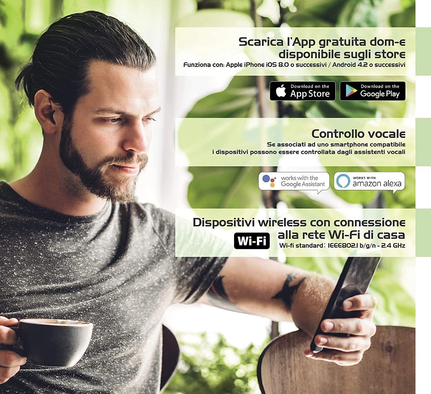Beghelli - Kit Antitrusione Dom-e, Sistema di Allarme Wireless Wi-Fi/GSM con Batteria Anti Black-Out, Pulsante SOS, Compatibile Alexa e Google Home, Controllo via App e Assistente Vocale, Bianco