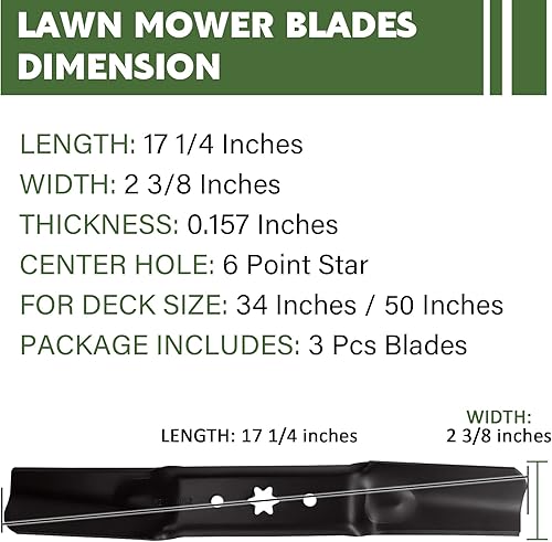 Miniatura 2 de Autsurles Cuchilla cortacésped de elevación media para MTD Cub Cadet 742-05052A 942-05052A RZT S50 XT1 GT50 LT50 XT2 Troy Bilt 50 pulgadas cubierta