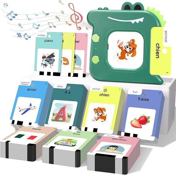 AHJ Lecteur de Cartes Éducatives Parlantes Montessori - 420 Mots en Français et Chansons