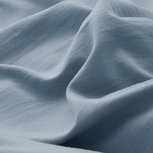 Vista 101 de Bedsure Juego de funda de edredón, tamaño individual, suave y prelavado, blanco, 2 piezas, 1 funda de edredón de 68 x 90 pulgadas, cierre