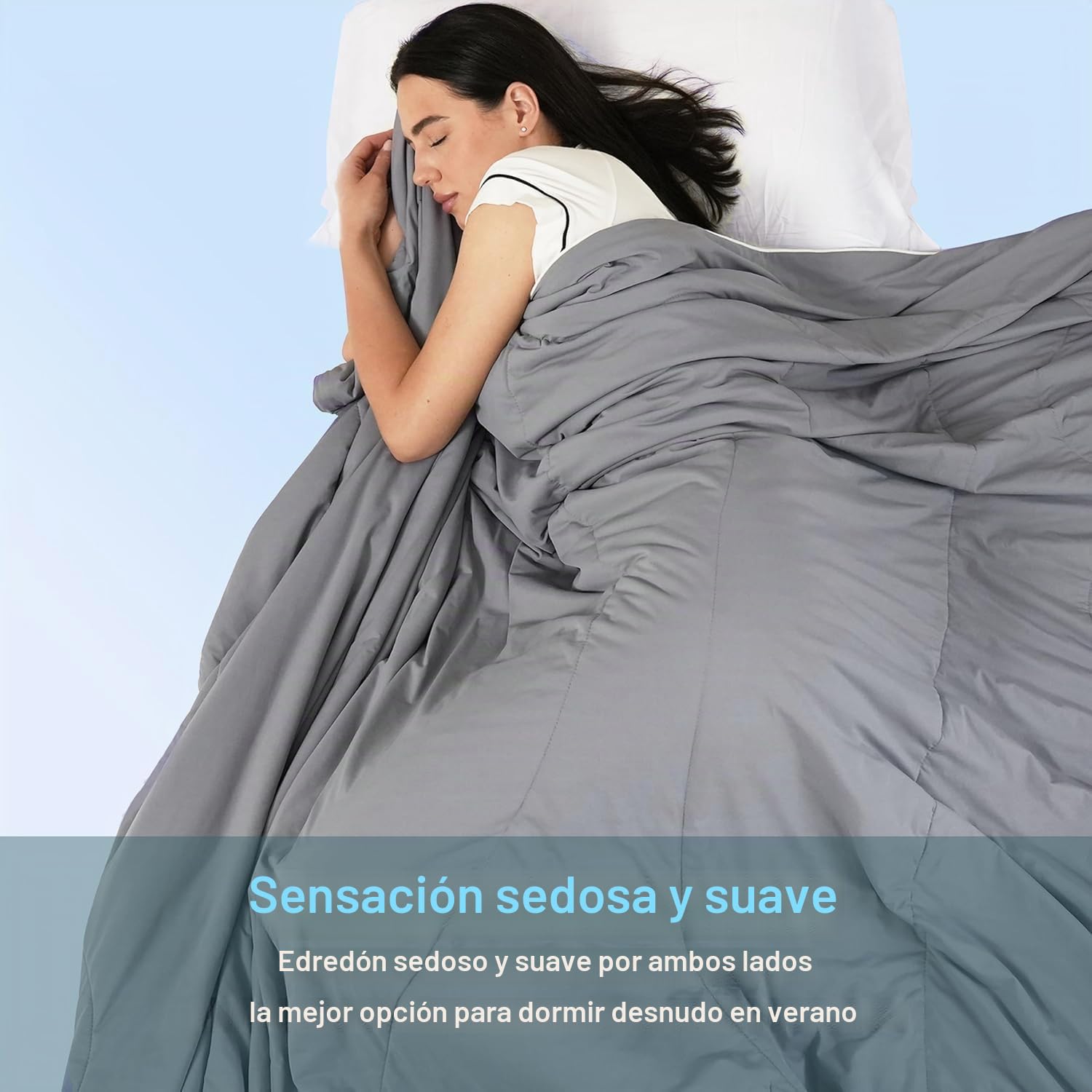 ACCURATEX Manta Refrescante 200x200 cm, ARC-Chill Q-MAX>0.45, Manta Fria para Personas, Alivia Sudores Nocturnos y Calor, Cooling Blanket Ultraligera Transpirable para Verano, Fácil Cuidado, Azul