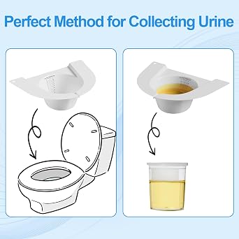 Graduated Specimen Collector Pans, Urine Collection Hat for Toilets and Commodes 27oz/800cc, Universal Urine Pee Stool Sample Collection for Women and Elderly, 6 Pack