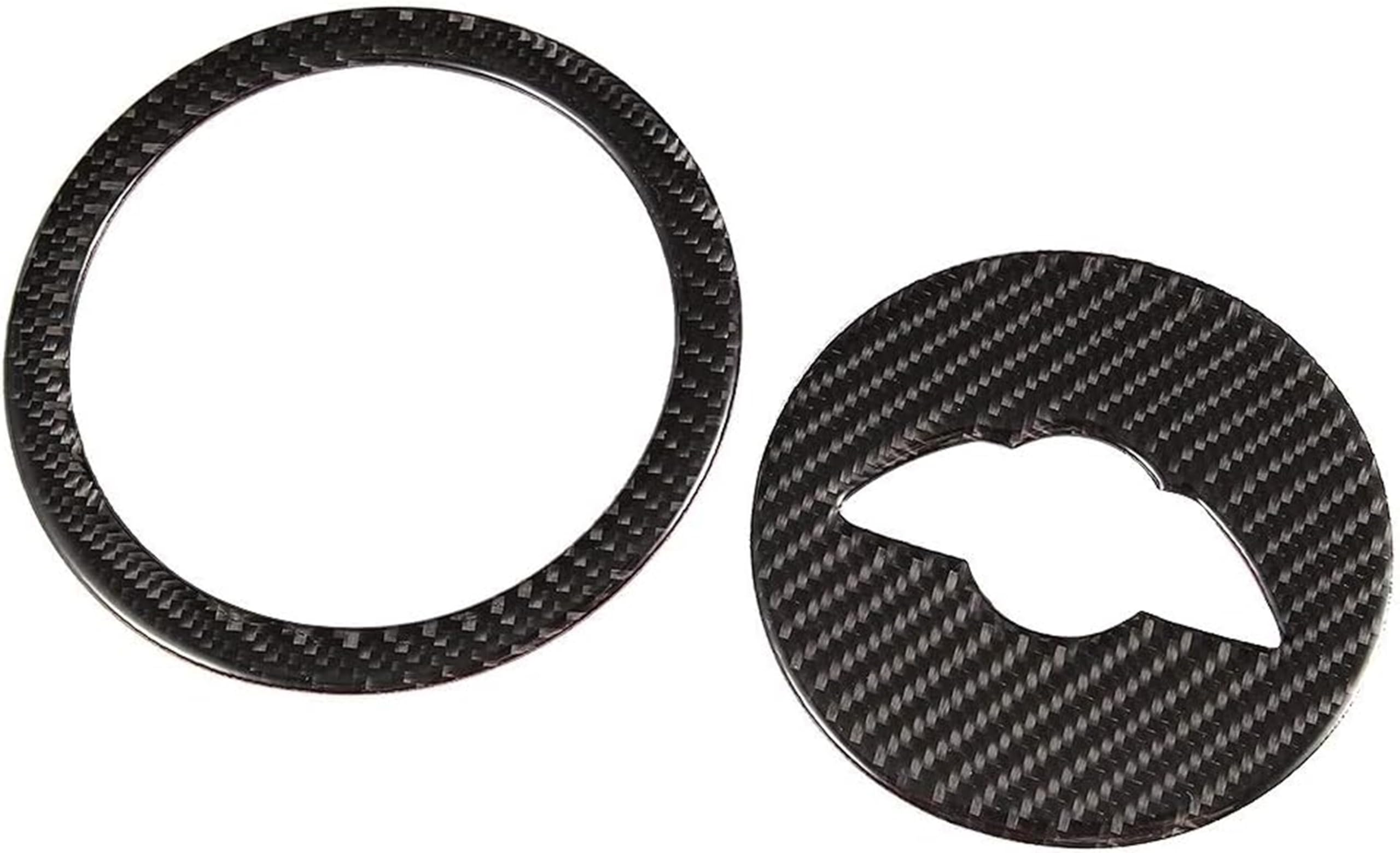 KSTE Pokrowiec na kierownicę z włókna węglowego, akcesoria do Mini Cooper Clubman, Countryman, Paceman R55 R56 R60 R61 - czarny, 1+2