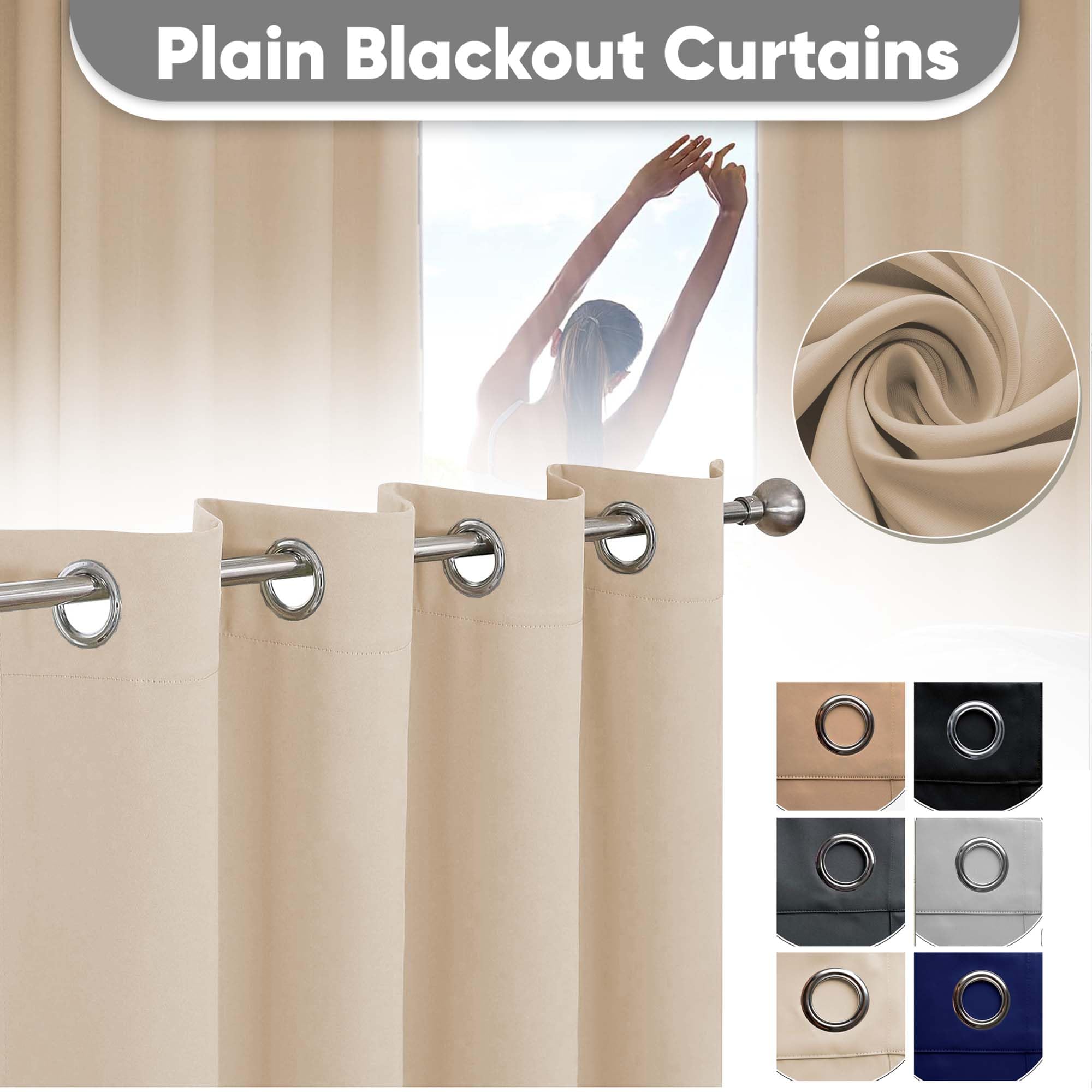Yorkshire Bedding Eyelet Blackout Curtain for Bedroom 46x54 Inch Window Traatment Thermal Insulated Door Cream Curtains Darkening Panels + 2 Tiebacks - Image 3