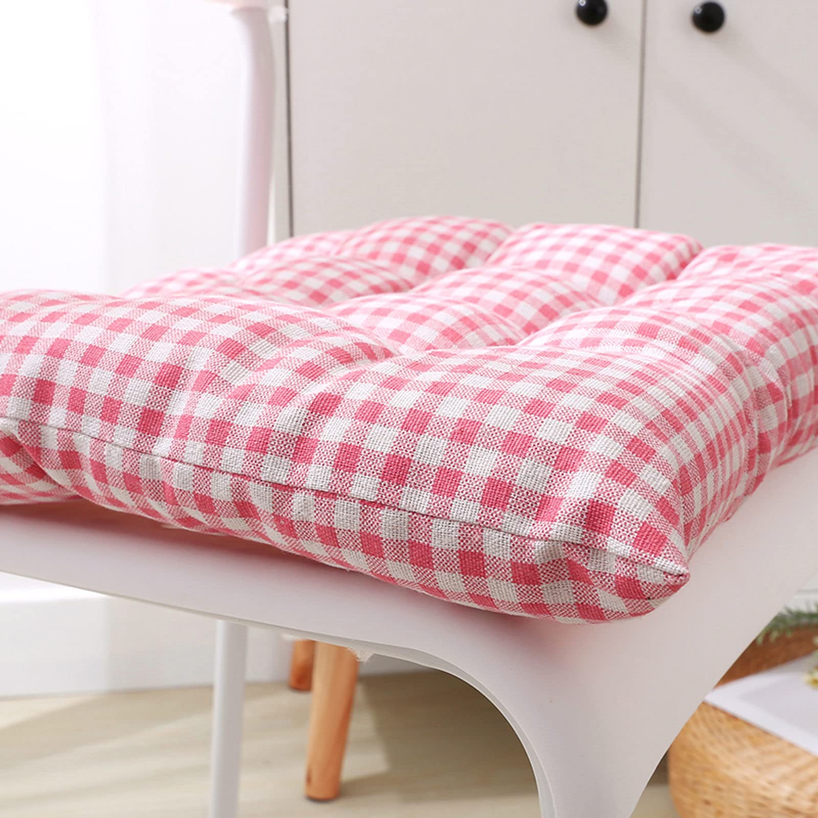 Cuscino Seduta Memory Foam Rotondo 34 Cm, Tessuto Velluto Antiscivolo, Tartan O Tinta Unita, Blu