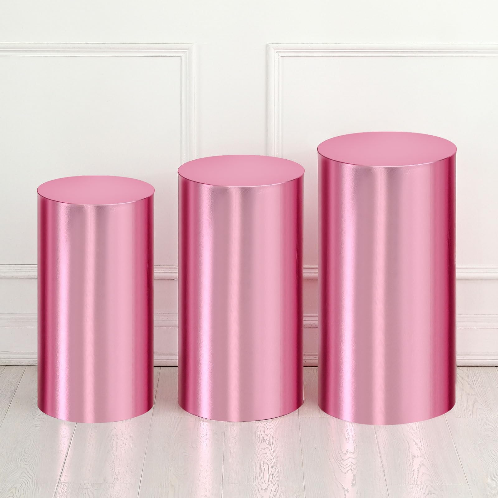 Housse de support cylindrique en élasthanne argenté taille S pour décor de fête lot de 3