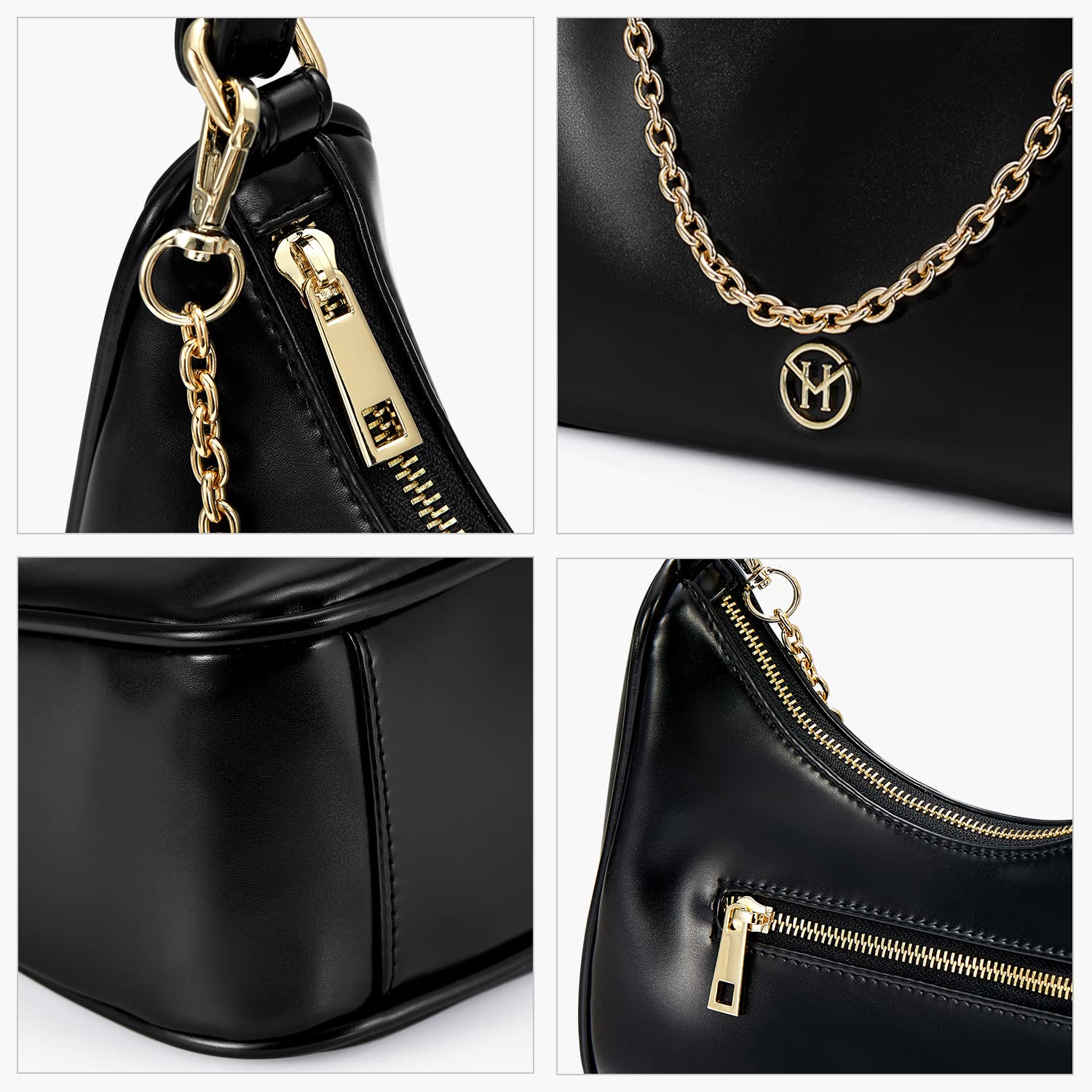 VICTORIA HYDE Unterarmtasche Damen Kleine Schultertasche Schwarz Handtasche Crossbody Leder Shoulder Bag