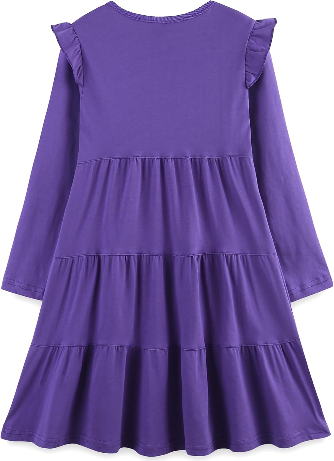 Bumeex Girl's Dresses Cotton Ruffle Sleeve Tiered Swing A-Line Cute Midi Casual Sundress - Image 2