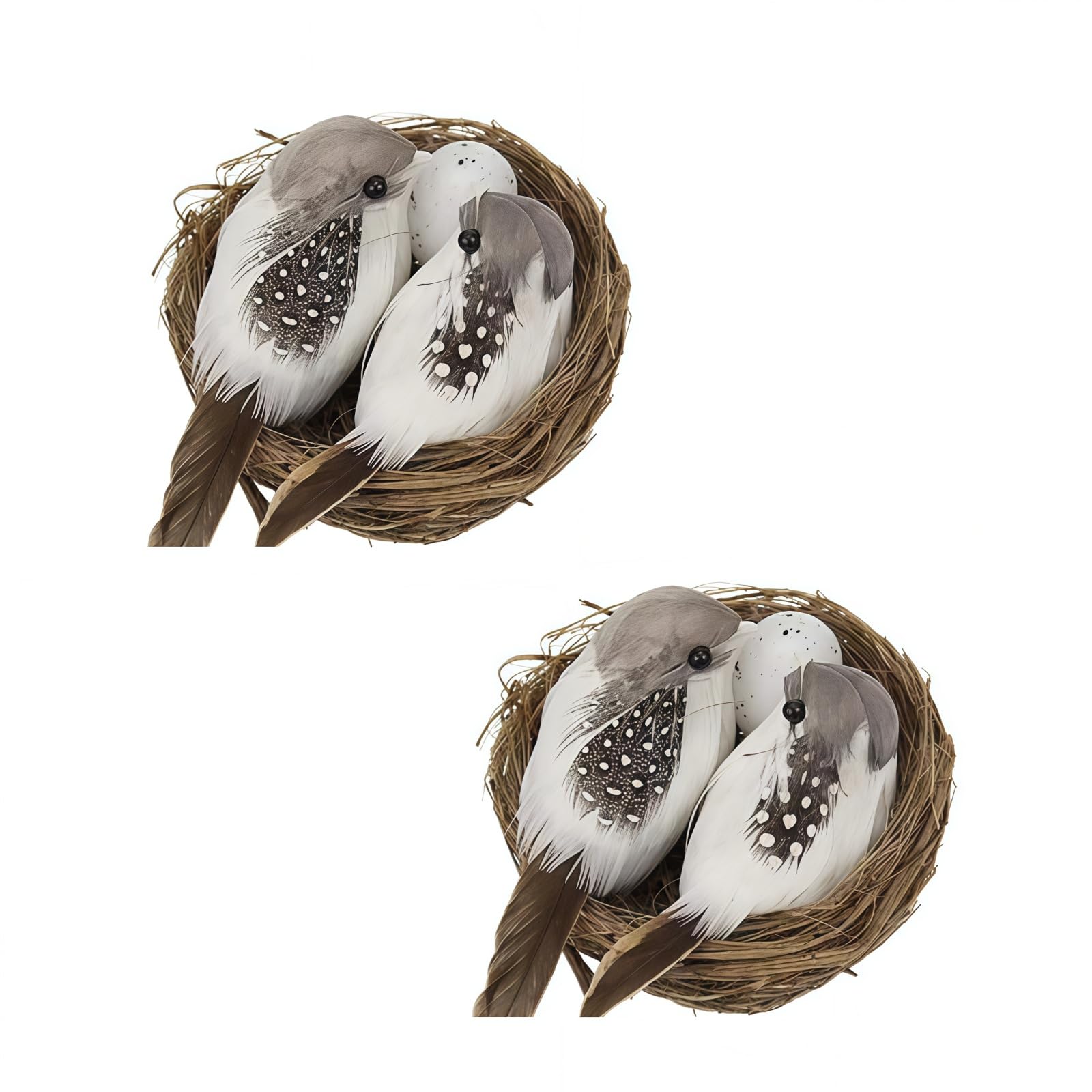 Hehglng Natural Brown 2Pcs Simulation Bird Nest With Bird And Eggs Decor,Fake Foam Feather Birds,Artificial Birds,For Diy Craft Tree Decoration Artificial Plants And Flowers,Home Decor