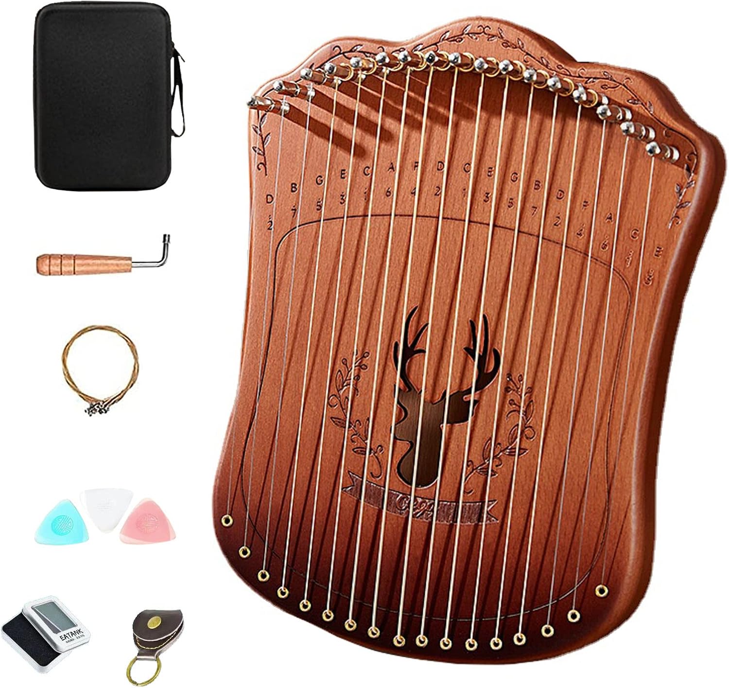 Amazon.com: Lyre Harp 17 Metal Strings Beech Wood Body Stringed ...